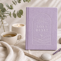 Journal de thérapie personnalisé LABON Soft Reset, texture gaufrée lavande, journal de santé mentale, carnet de soins personnels de luxe, cahier guidé