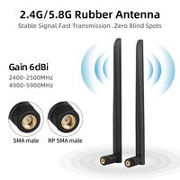 Antenne à lame à polarisation verticale double bande 2.4G 5.8G, antenne pliable en caoutchouc noir, gain 5DBI, connecteur mâle