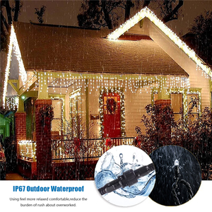 Waterproof IP67 Indoor/Outdoor Icicle String Fairy <b>Christmas</b> <b>Lights</b> USB Black Wire Dripping 1m 16.4ft 216 LED Icicle <b>Lights</b> - Product Image 4