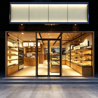 Vitrine de boulangerie haut de gamme multifonctionnelle autoportante, en bois de luxe, avec éclairage LED, couleur personnalisable, complète