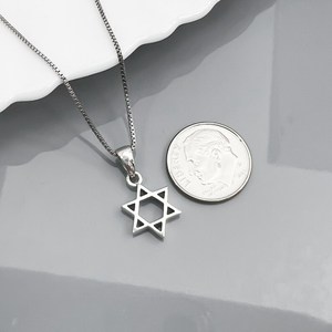 Collana Compatta ed Elegante con Stella di David in Argento Puro, Placcata in Oro 18k, <span class=keywords><strong>Gioielli</strong></span> Ebraici in Acciaio Inossidabile, Ciondolo Stella di David - Product Image 3