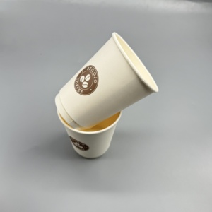 Gobelet en papier écologique jetable avec revêtement PE, logo personnalisé, biodégradable, à paroi simple ou double, pour café ou thé - Product Image 2