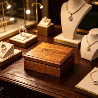 Boîte à bijoux en bois de noyer avec doublure en daim, logo personnalisé, finition mate polie, idéale pour le rangement des bagues de fiançailles et de mariage et l'emballage de cadeaux de luxe