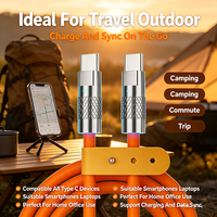 Câble de charge rapide USB C vers USB C 120W 6A, alliage de zinc, silicone épais, cordon de charge Type C avec indicateur LED pour ordinateur portable