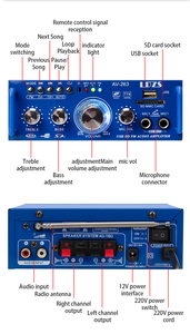 AV-263BT 2.0 Kênh 120W Hifi <span class=keywords><strong>Mini</strong></span> Bt Không Dây Nhà & Xe Khuếch Đại 110V/220V 12V MP3 Máy Nghe Nhạc <span class=keywords><strong>Receiver</strong></span> - Product Image 3