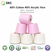 Fil 60% Coton 40% Acrylique 16S/2 Filé à la Cotonnerie, Mélange Coton Acrylique Personnalisé OEM ODM
