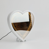 Miroir magique en forme de coeur personnalisé avec cadre photo, lampe de nuit 3d