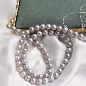 Perles d'eau douce grise naturelles, pierres rondes, 6-7mm, vente en gros, pierres précieuses - Product Image 2