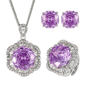 Wholesale Trendy Eco-friendly Copper 6-12mm Violet Zircon Floral <b>Earrings</b> Set Wholesale Fashion Jewelry <b>Earrings</b> for Women - Product Image 1