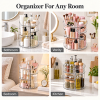 Étagère de présentation de cosmétiques rotative à plusieurs niveaux en acrylique transparent, imperméable et anti-poussière, pour pinceaux et flacons de maquillage
