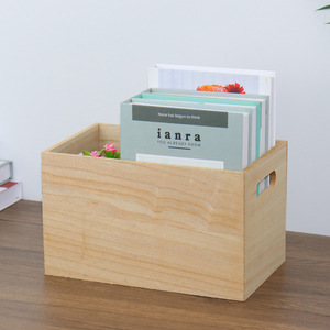 Wooden Desktop Storage Box Rectangle 26x16x15.5 Cm Office Organizer For Home And Office Use - Product Image 2