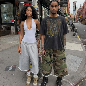 OEM 6854 Custom 100% Cotton <b>Y2K</b> Streetwear Baggy Camo <b>Cargo</b> Pants Side Pocket Loose Fit Men's Camouflage Trousers Manufacturer - Product Image 2