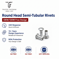 Rivets semi-tubulaires à tête ronde personnalisés TianFang pour la production de protections agricoles, cuivre étamé, approvisionnement stable par lots
