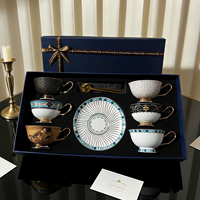 Ensemble de tasses et soucoupes à café de style luxueux, 18 pièces, en céramique, coffret cadeau, tasses à thé exquises pour le thé de l'après-midi, cadeau de mariage