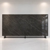 Dalle en pierre frittée brun grand format 900x1800x9mm polie pour mur d'arrière-plan TV et sol de salon