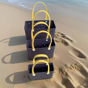 COOKIE màu phù hợp với EVA bãi biển Tote Túi nữ mùa hè không thấm nước du lịch mùa Hè Tote màu rắn mở loại đóng cửa - Product Image 1