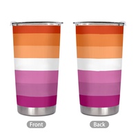 Gobelet isotherme en acier inoxydable de 20 oz avec motif arc-en-ciel lesbien personnalisé (à sept bandes) pour la conduite quotidienne en ville et les moments de café au travail