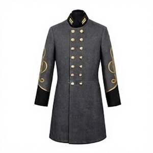 Abrigo Gris Histórico para Hombre, Estilo Frock, Doble Botonadura, Uniforme Histórico, Disfraz para Exteriores - Product Image 1