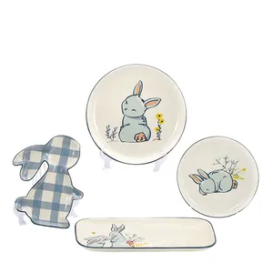 Easter Rabbit Festive Supply Dolomite Bunny Shape Plate International Cake Fruit Dinner Plate For Party Home