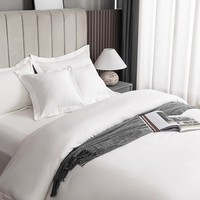 Parure de Lit Quatre Pièces 100 % Pur Coton Qualité Cinq Étoiles 300 Fils/Pouce, Housse de Couette Blanche et Drap pour Maison et Hôtellerie
