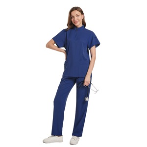 Women's <b>Scrub</b> <b>Set</b> Blue Two Piece Short Sleeve Moisture Wicking Hospital Uniforms - Product Image 1