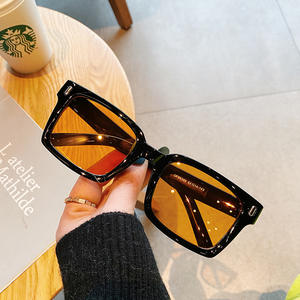 Lunettes de soleil carrées I2 86388, verres PC UV400, unisexe, coque bleu-gris, verres jaunes, type 3, pare-soleil - Product Image 1