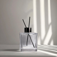 Vente en gros de flacons en verre pour diffuseur de parfum à roseaux, huiles essentielles, désodorisants d'ambiance, 50ml, 100ml, 150ml, 200ml, 250ml, 500ml, 1000ml, forme carrée