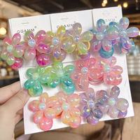 Vente en gros d'élastiques à cheveux personnalisés 2 pièces/lot pour filles élastiques à cheveux pour enfants couleur dégradée heurtoir à fleurs Accessoires pour cheveux de bébé