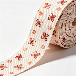 Ruban en gros-grain 100% polyester imprimé de papillons et de fleurs multicolores, pour la décoration de cadeaux de mariage - Product Image 4