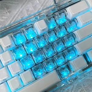 Teclas Transparentes de Cristal en Blanco, 21 Teclas con Forma de Corazón para Interruptores <span class=keywords><strong>MX</strong></span>, Teclados Mecánicos - Product Image 2