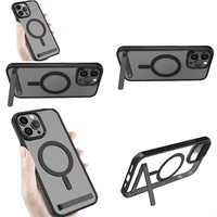 Casing Magnetik Transparan untuk iPhone 16 Pro Max 17 Air 15 14 13 12 11 Plus, Penutup iPhone Bening dengan Penyangga