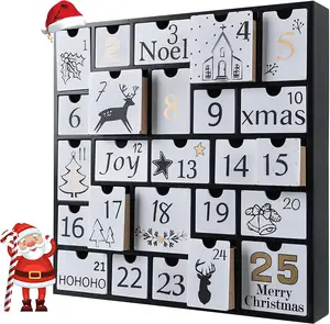 Christmas Wooden Advent Calendar Boxes with 25 Drawers and Numbers to Fill 2022 DIY Countdown Advent Calendar Decoration Xmas