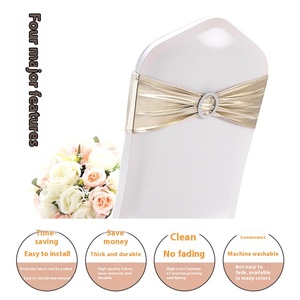 Funda elástica <span class=keywords><strong>para</strong></span> silla de hotel con lazo sin dorar, correa de aro de flores <span class=keywords><strong>para</strong></span> boda, sin estiramiento <span class=keywords><strong>para</strong></span> banquetes y uso doméstico - Product Image 2