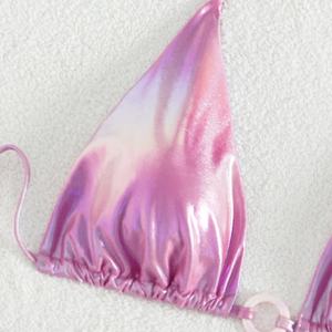 ผู้ผลิตชุดว่ายน้ำแบบกำหนดเอง ชุดว่ายน้ำหรูหรา ชุดว่ายน้ำเซ็กซี่ประดับเพชร ชุดว่ายน้ำผู้หญิงดีไซน์เนอร์ ชุดว่ายน้ำแบบโอริง บิกินี่เมทัลลิกขนาดเล็ก - Product Image 3