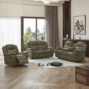 Modern Square Manual Recliner <b>Sofa</b> Set Fabric Pull-out Table, Filled with <b>Sponge</b>, Customizable Color <b>for</b> Living Room and Hotel - Product Image 5