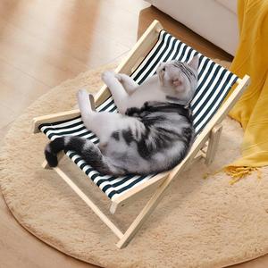 높이 조절 가능한 나무 고양이 의자 휴대용 고양이 해먹 침대 - Product Image 5