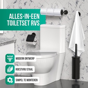 304 acciai inossidabili 4 pezzi Set da bagno scopino da bagno con supporto per WC con coperchio di ricambio doppio rotolo porta asciugamani - Product Image 6