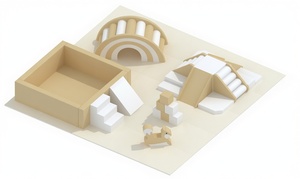 Juego de juegos interior de madera con escalones para trepar, túnel y caballo balancín para la zona de juegos infantil en casa - Product Image 1