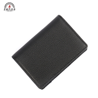 Cartera de Cuero Genuino Negra, Cartera de Cuero Simple de Gran Capacidad, Cartera Doble con Ranuras para Tarjetas para Hombre, Clip para Tarjetas de Hombre