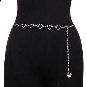 ห่วงโซ่คาดเอวโลหะผสมสังกะสีรูปหัวใจโซ่เดี่ยวสีทองขาว - Product Image 1