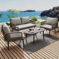 AJUNION Luxus Aluminium Gartenmöbel Outdoor Sitz Sofa Set Webseil Sessel Schnitts ofa Patio Möbel Set