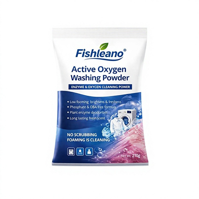 FISHLEANO Bio-Enzyme Oxygenating Bubble Wash Powder Powerfully Removes Stains Whitens Clothes Eliminates Grease Facilitates