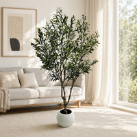 Arbre d'olivier artificiel en pot, plante sur pied, style nordique, en plastique PE et tissu de soie, décoration intérieure