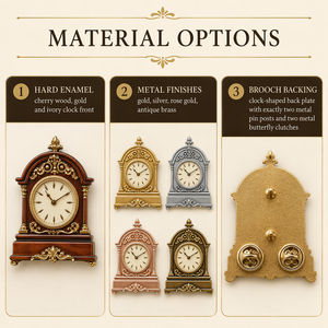 Broche en émail personnalisée, style horloge de cheminée victorienne vintage, rétro steampunk, en métal, bijou, souvenir, cadeau, vente en gros, OEM, ODM - Product Image 5