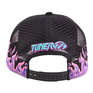 कस्टम y2k स्ट्रीटवियर आग लौ कढ़ाई ट्राकर हैट मेष बैक स्नैपबैक कैप - Product Image 5