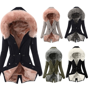 Veste d'hiver chaude pour <span class=keywords><strong>femme</strong></span>, manteau doublé en <span class=keywords><strong>polaire</strong></span>, <span class=keywords><strong>Parka</strong></span> avec fourrure à capuche, veste chaude pour <span class=keywords><strong>femme</strong></span> - Product Image 5