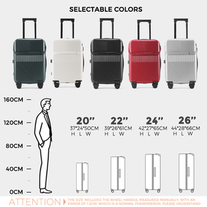 Unisex 20-24 Inch Trường Hợp Hành Lý Tsa Đa Chức Năng Mật Khẩu Hộp Bánh Xe Phổ Quát Cho Nam Giới Phía Trước Mở Lên Xe Đẩy Va Li - Product Image 5