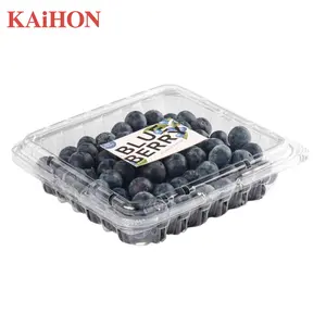 批发定制透明蓝莓盒草莓樱桃塑料包装盒水果容器蛤壳带盖