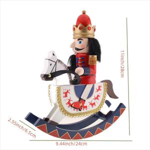 <span class=keywords><strong>Casse</strong></span>-noix en bois traditionnel peint à la main sur cheval à bascule, figurine de soldat roi classique de Noël, décoration de fêtes - Product Image 5