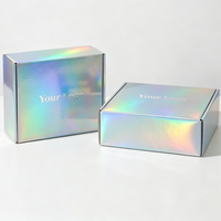Boîte d'expédition cosmétique de luxe portable et écologique avec insert, finition mate holographique irisée et logo personnalisé pour produits de beauté